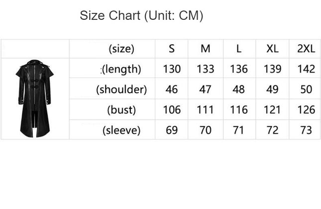 Mens Faux Leather Jacket Medieval Gothic Costume Steampunk Frock PU Coat