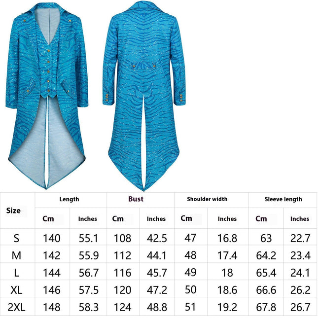 Men's Steampunk Medieval Print Tuxedo Jacket Gothic Victorian Dress Uniform