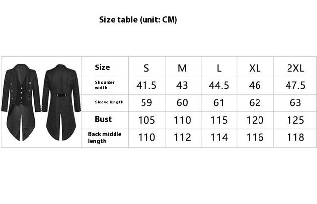 Mens Steampunk Medieval Tuxedo Gothic Victorian Style Double Breasted Dress Coat Uniforms