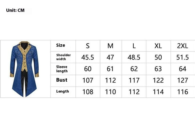 Men's Steampunk Jacket Gothic Medieval Vintage Court Tailcoat Halloween Costumes
