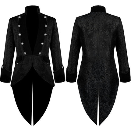 Men's Steampunk Vintage Tailcoat Jacket Gothic Victorian Frock Coat Uniform Halloween Costume-A1