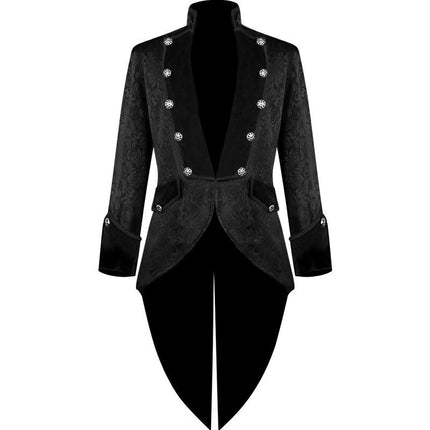 Men's Steampunk Vintage Tailcoat Jacket Gothic Victorian Frock Coat Uniform Halloween Costume-A1