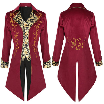 Men's Steampunk Vintage Tailcoat Jacket Victorian Uniform Halloween Costume