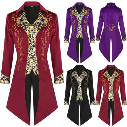 Men's Steampunk Vintage Tailcoat Jacket Victorian Uniform Halloween Costume