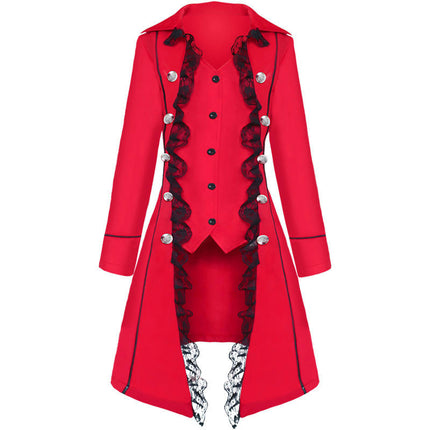 Women Renaissance Steampunk Jacket, Medieval Halloween Costumes Gothic Victorian Pirate Tailcoat Frock Coat