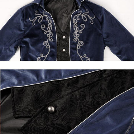 Medieval Steampunk Tuxedo Halloween Men's Costumes, Renaissance Gothic Jacket Warlock Dresses