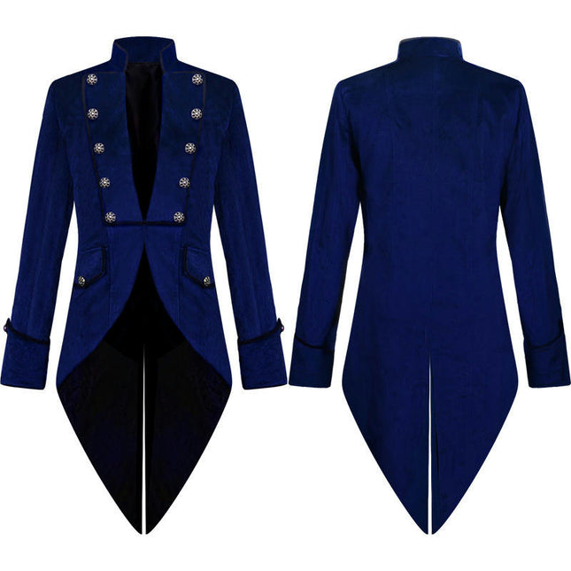 Mens Steampunk Vintage Tuxedo Gothic Victorian Double Breasted Dress Uniform Halloween Costume