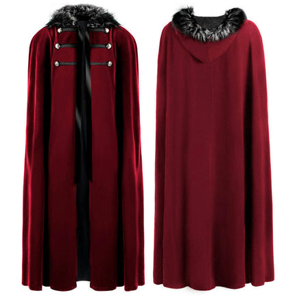 Halloween Christmas Party Cape Medieval Standing Collar Vintage Jacquard Shawl Cape 2