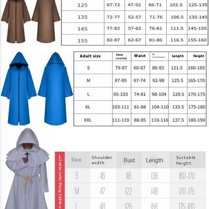 Medieval Head Length Cloak Halloween Roleplay Hooded Cloak Witch Renaissance Cloak 1