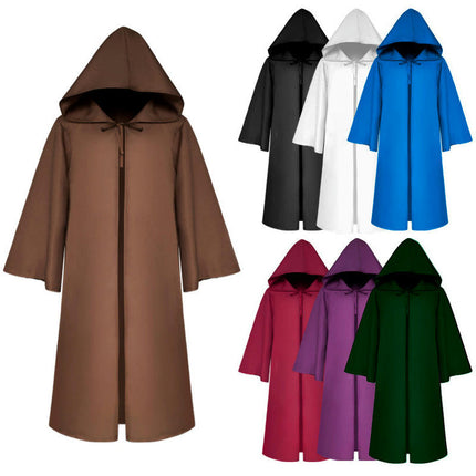 Men's and Women's Halloween Costumes Grim Reaper Hooded Cloak Medieval Long Cloak Cape 1
