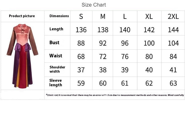 Women's Halloween Medieval Pleated Round Neck Maxi Dress Cosplay Costume