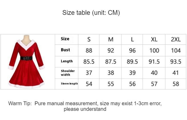 Women's 2 Pc Mrs Claus Santa Christmas Costume with Hooded Dress  Belt