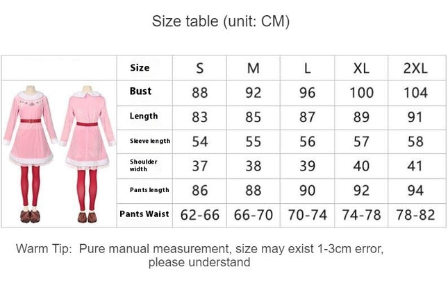 5PCS Set Womens Elf Costume Buddy Costume Christmas Cosplay Holiday Party Full Set