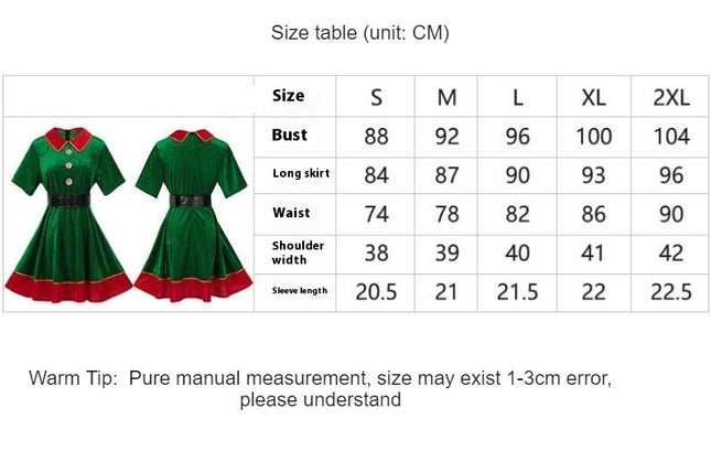 Womens Christmas Elf Holiday Costumes Dress and Hat sock for Women