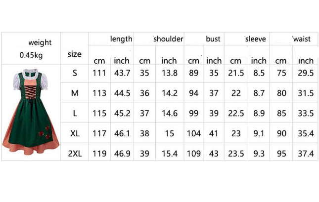 Bavarian Traditional Beer Maid Costume Halloween Medieval Holiday Party Ball Performance Costume