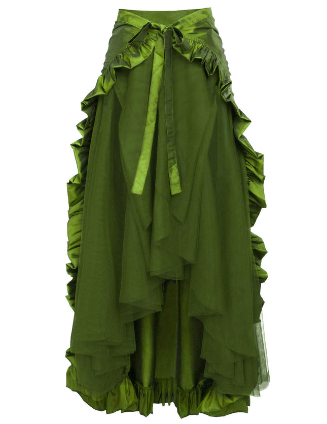 Women's Steampunk Gothic Wrap Dress Victorian Ruffle Pirate Skirt