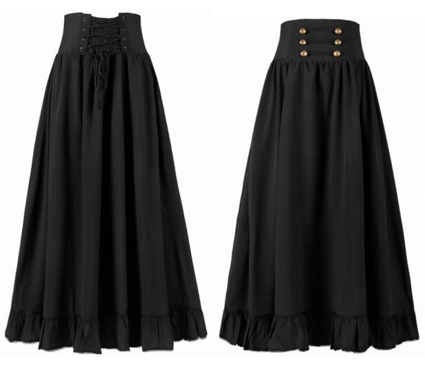 Women's Europe and America Medieval Vintage Gothic Tie Waist Lace Swing Skirt
