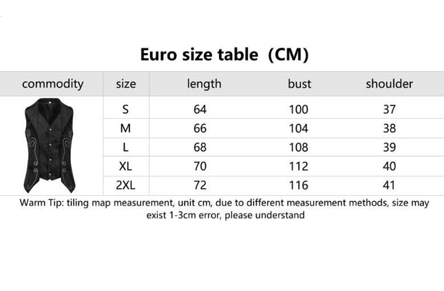 Medieval Retro Costume Men's Tuxedo Lapel Jacquard Vest Halloween Costume