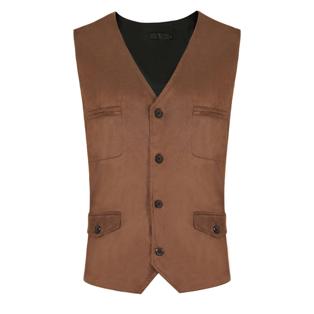 Men's Halloween Vintage V-Neck Vest Medieval Steampunk Single Breasted Short Vest