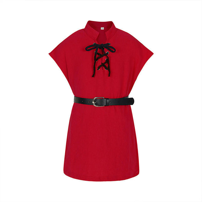 Boys Kids Renaissance Pirate T Shirt Viking Medieval Sleeveless Lace-up Costume Scottish Cotton Vest
