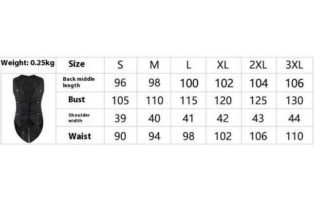Men's Black Vest Waistcoat Tailcoat Black Brocade Damask Gothic Steampunk Victorian/Tail Coat
