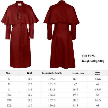 Medieval Monk Costume Priest Cloak Halloween Steampunk Robe Role Play Costumes 1