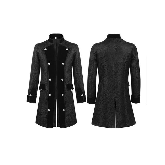 Men's Halloween Coat Solid Color Fashion Steampunk Vintage Standing Collar Uniforms