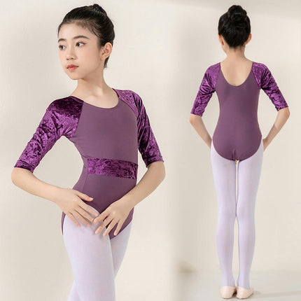 Children's Dancewear Fashion Ballet Clothes Middle Sleeve Patchwork Dancing Performance Clothes