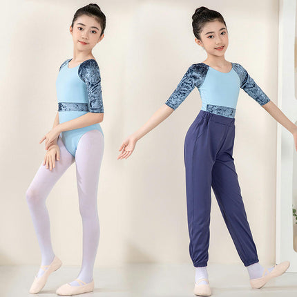 Children's Dancewear Fashion Ballet Clothes Middle Sleeve Patchwork Dancing Performance Clothes