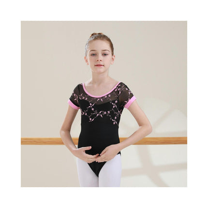 Girls Ballet Leotard Short Sleeve Dance Clothes Ballet Lace Tulle Skirt Ballet Dancer Costume 1