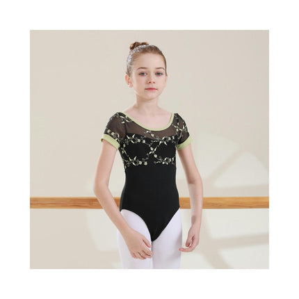 Girls Ballet Leotard Short Sleeve Dance Clothes Ballet Lace Tulle Skirt Ballet Dancer Costume 1