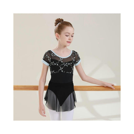 Girls Ballet Leotard Short Sleeve Dance Clothes Ballet Lace Tulle Skirt Ballet Dancer Costume 1