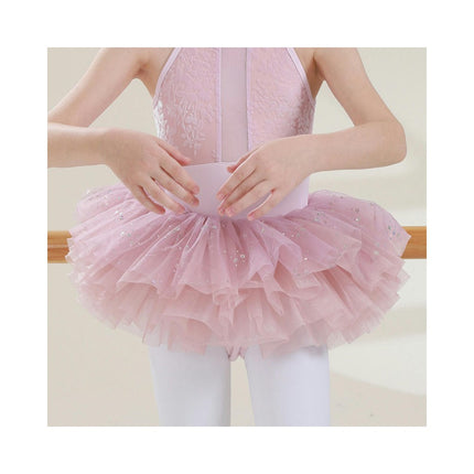 Girls Ballet Dance Dress Lace Short Sleeve Leotards with Removable Tutu Skirt Ballerina Outfit  1