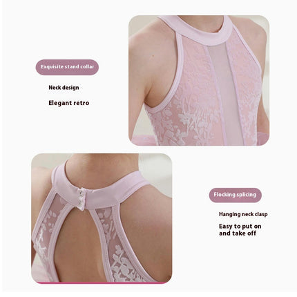 Girls Ballet Dance Dress Lace Short Sleeve Leotards with Removable Tutu Skirt Ballerina Outfit  1