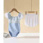 blue +skirt set