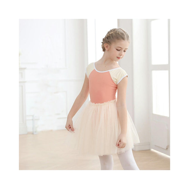 Girls Short Sleeve Ballet Costume Toddler Exam Suit Gymnastics Suit With Skirt Set 1