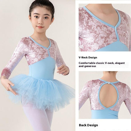 Girls Dancewear Long Sleeve Ballet Costume Toddler Exam Dress Gymnastics Suit Set 1