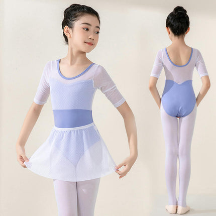3/4 Sleeve Girls Mesh Ballet Leotard Girls Ballerina Dancewear Gymnastics Clothing 1