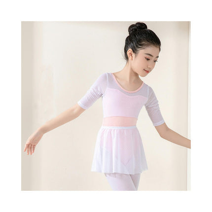 3/4 Sleeve Girls Mesh Ballet Leotard Girls Ballerina Dancewear Gymnastics Clothing 1