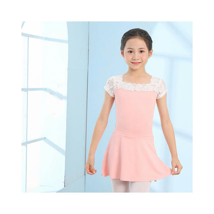Girls Leotard Ballet Costume Lace Collar Short Sleeve Dance Costume 1