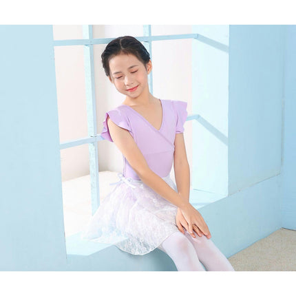 Girls Ballet Dance Gymnastics Leotards Toddler Ruffle Short Sleeve Ballet Outfits Clothes Dancewear