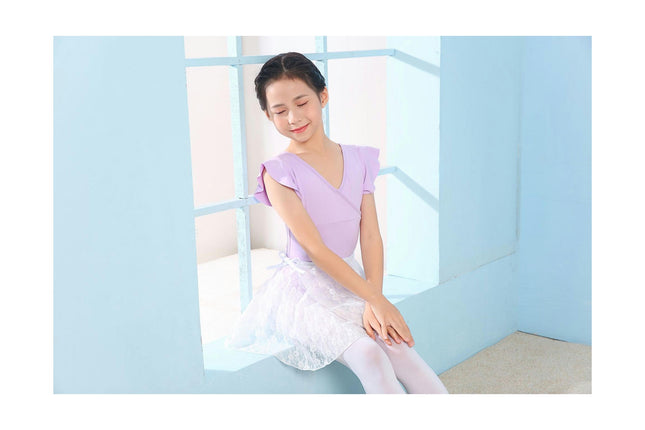 Girls Ballet Dance Gymnastics Leotards Toddler Ruffle Short Sleeve Ballet Outfits Clothes Dancewear