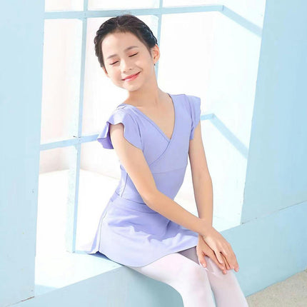Girls Ballet Dance Gymnastics Leotards Toddler Ruffle Short Sleeve Ballet Outfits Clothes Dancewear 1