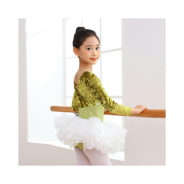 Girls Long Sleeve Ballet Tights Toddler Dance Clothes Set with Skirt Suitable for Toddlers Big Kids 1