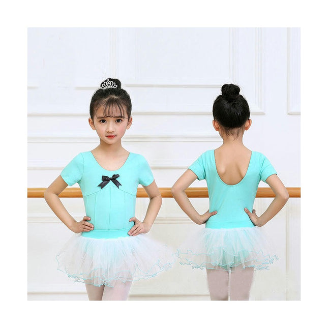 Ballet Dress for Girls,Toddler Dance Leotard with Tutu Skirt Short Sleeve Ballerina Outfit-A1