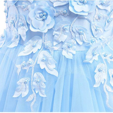 Girls Party Dresses Flower Girl Mesh Applique Princess Dresses Wedding Bridesmaid Dresses