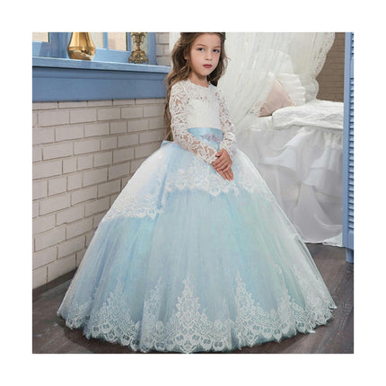Girls' Long Sleeves Pageant Dresses Lace Princess Prom Dress Formal Ball Gowns