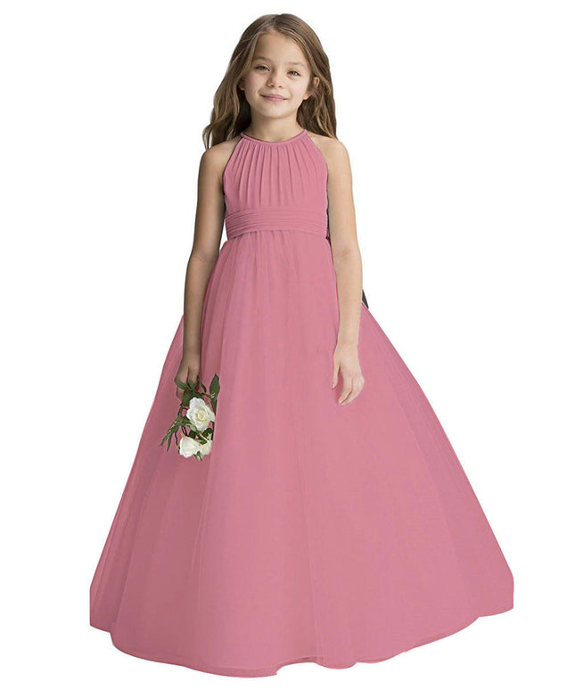 Flower Girls Tulle Chiffon Dresses Kids Wedding Party Pageant Ball Gowns