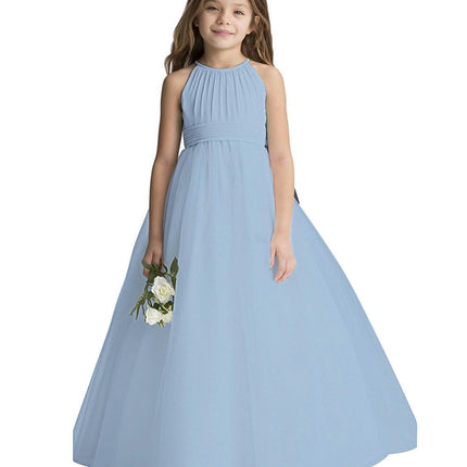Flower Girls Tulle Chiffon Dresses Kids Wedding Party Pageant Ball Gowns