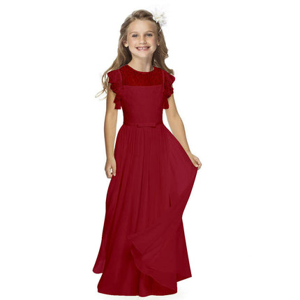 Big/Little Girls Lace Bridesmaid Dress Kids Wedding Pageant Party Maxi Dresses